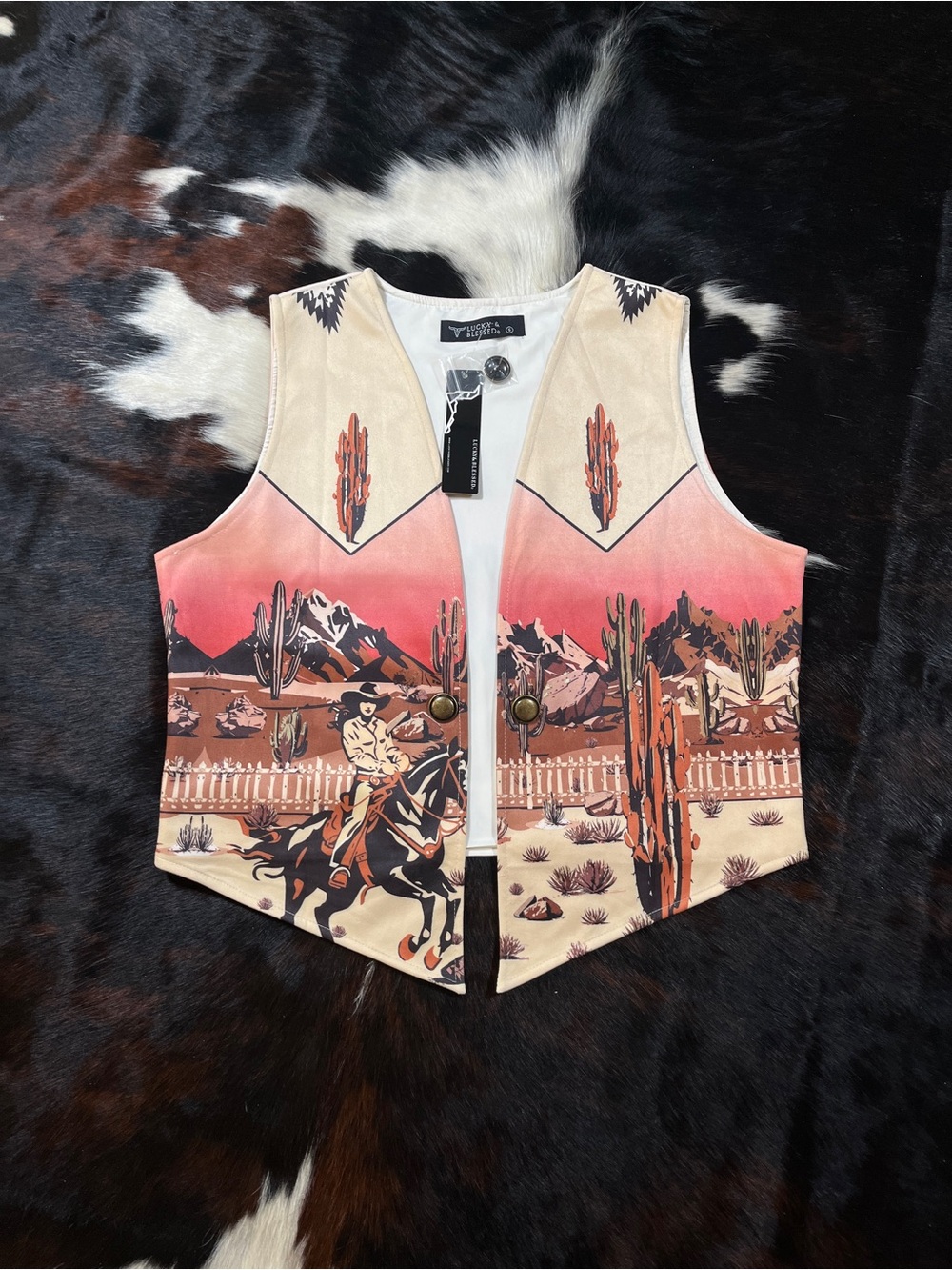Desert Western Cowboy Print Vest